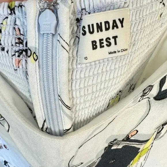 ARITZIA SUNDAY BEST Mini Dress White Sz 10 Makeup Lipstick Summer EUC Aesthetic - Picture 3 of 8